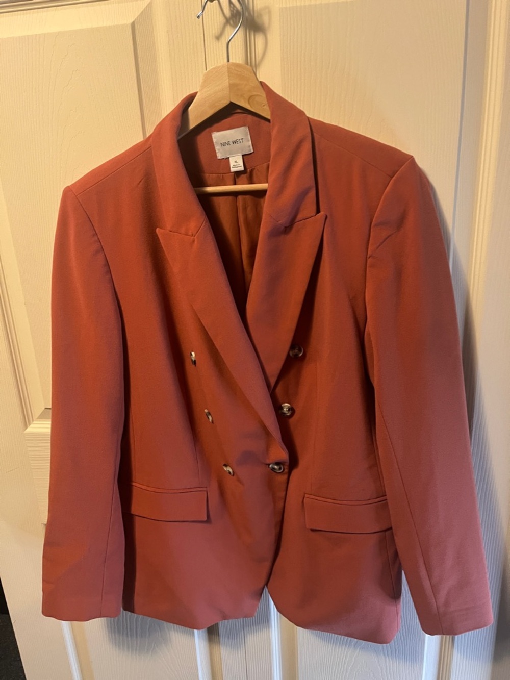 Nine West Burnt Orange Double-Breasted Blazer